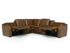 Mor Furniture Paradise 6 Piece 2 Power Sectional In Chestnut Leather