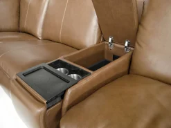 Mor Furniture Paradise 6 Piece 2 Power Sectional In Chestnut Leather