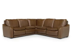 Mor Furniture Paradise 5 Piece 2 Power Sectional In Chestnut Leather