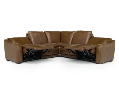 Mor Furniture Paradise 5 Piece 2 Power Sectional In Chestnut Leather