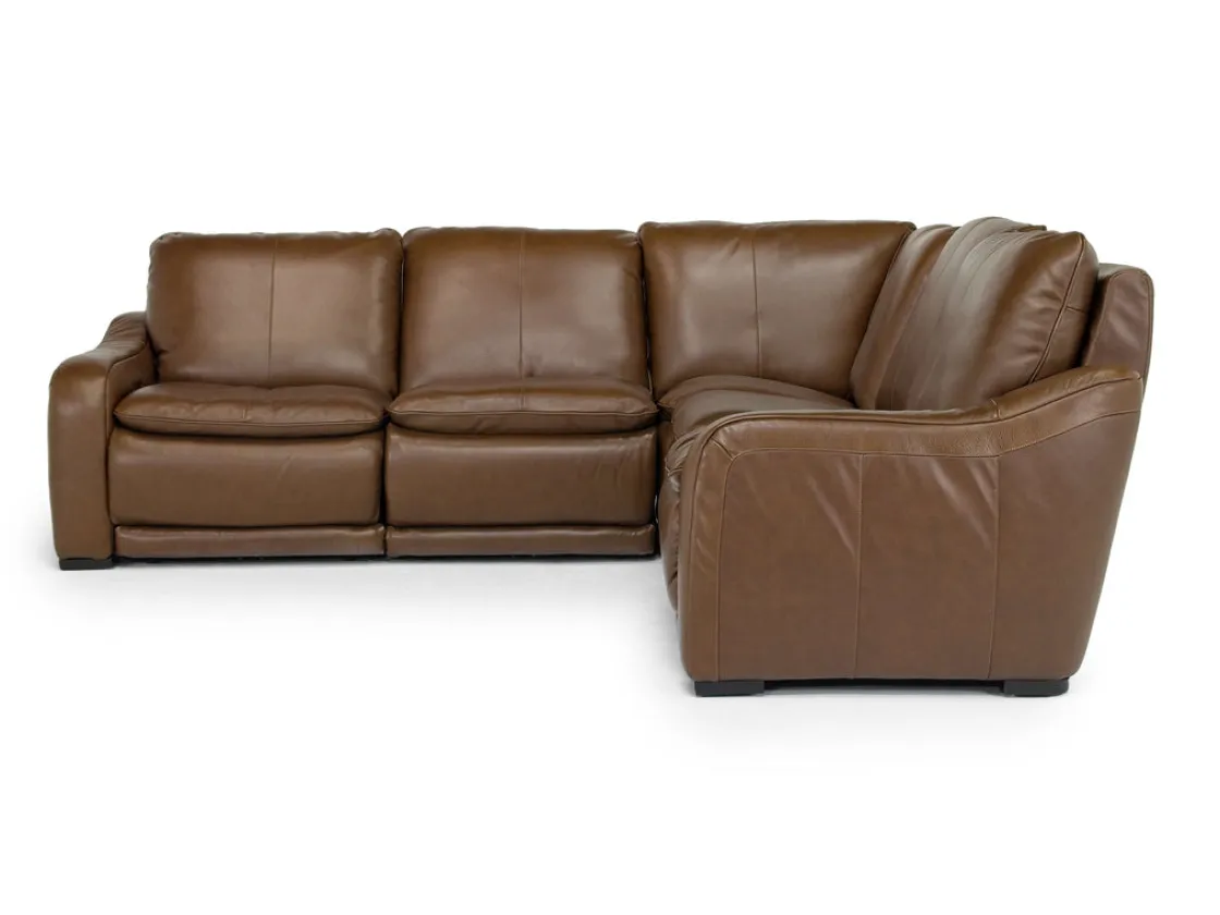Mor Furniture Paradise 5 Piece 2 Power Sectional In Chestnut Leather