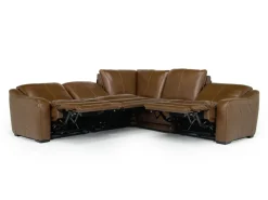 Mor Furniture Paradise 5 Piece 2 Power Sectional W/ 2 Power Armless Recliner In Chestnut Leather