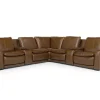 Mor Furniture Paradise 7 Piece 2 Power Sectional W/ 2 Power Armless Recliner In Chestnut Leather