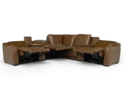 Mor Furniture Paradise 7 Piece 2 Power Sectional W/ 2 Power Armless Recliner In Chestnut Leather