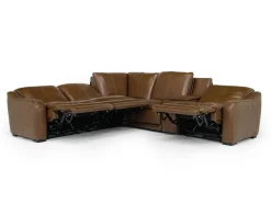 Mor Furniture Paradise 6 Piece 2 Power Sectional W/ 2 Power Armless Recliner In Chestnut Leather
