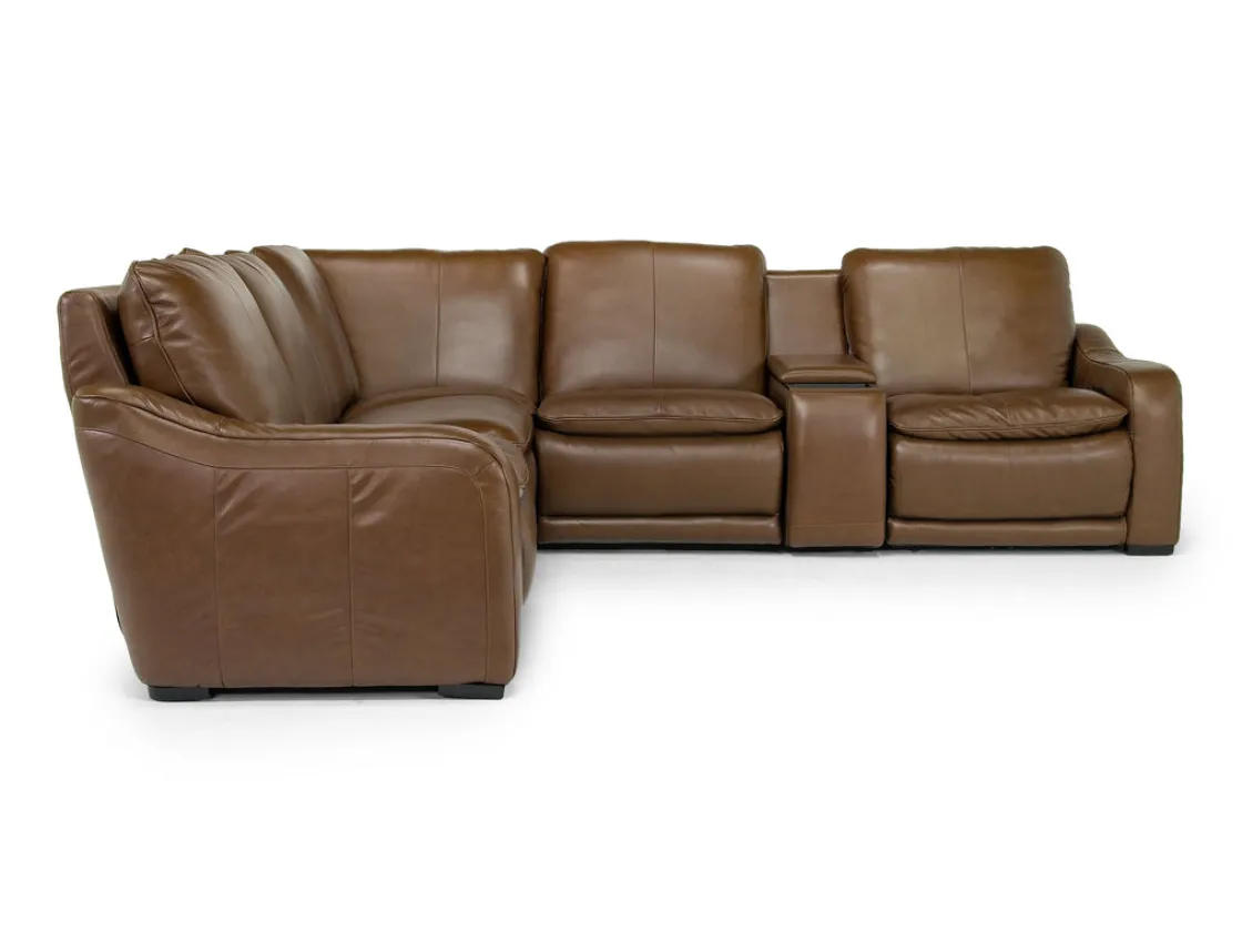 Mor Furniture Paradise 6 Piece 2 Power Sectional W/ 2 Power Armless Recliner In Chestnut Leather