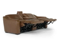Mor Furniture Paradise 2 Power Console Loveseat In Chestnut Leather