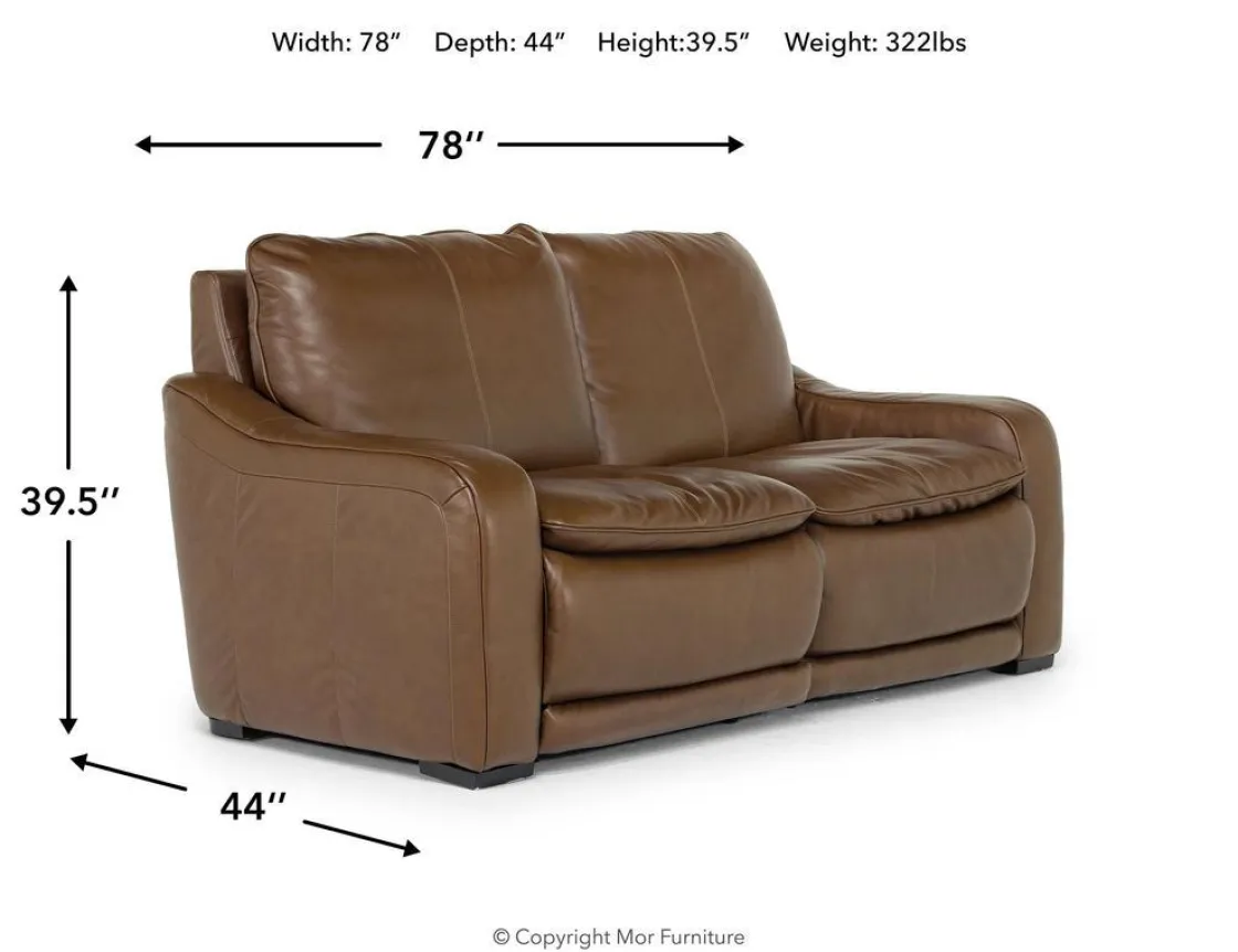 Mor Furniture Paradise 2 Power Loveseat In Chestnut Leather
