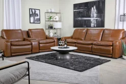 Mor Furniture Paradise 2 Power Sofa In Chestnut Leather