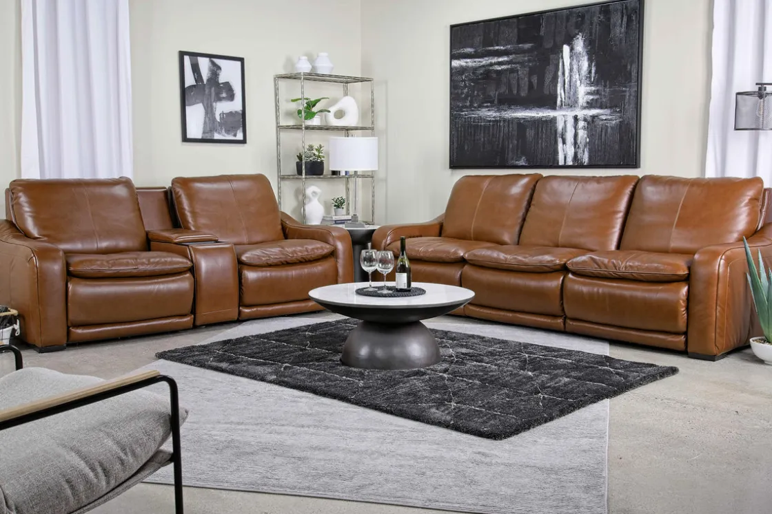 Mor Furniture Paradise 2 Power Sofa In Chestnut Leather