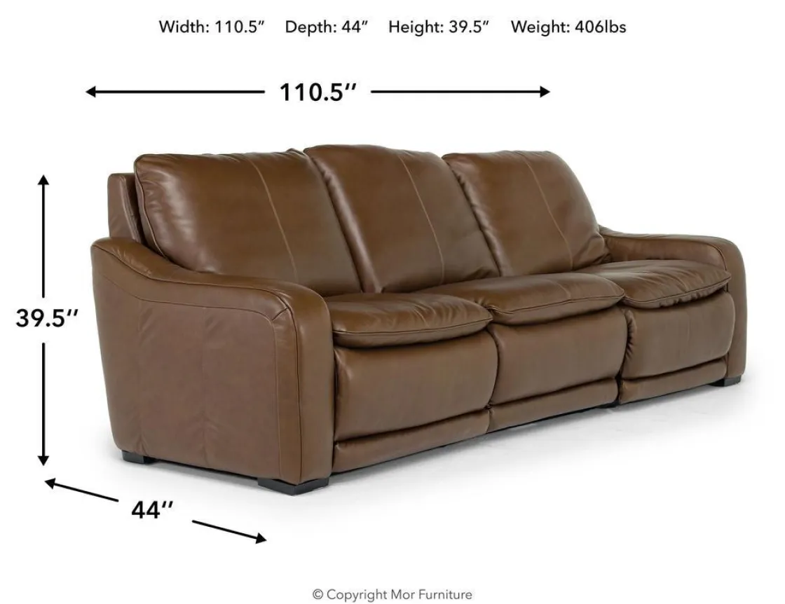 Mor Furniture Paradise 2 Power Sofa In Chestnut Leather