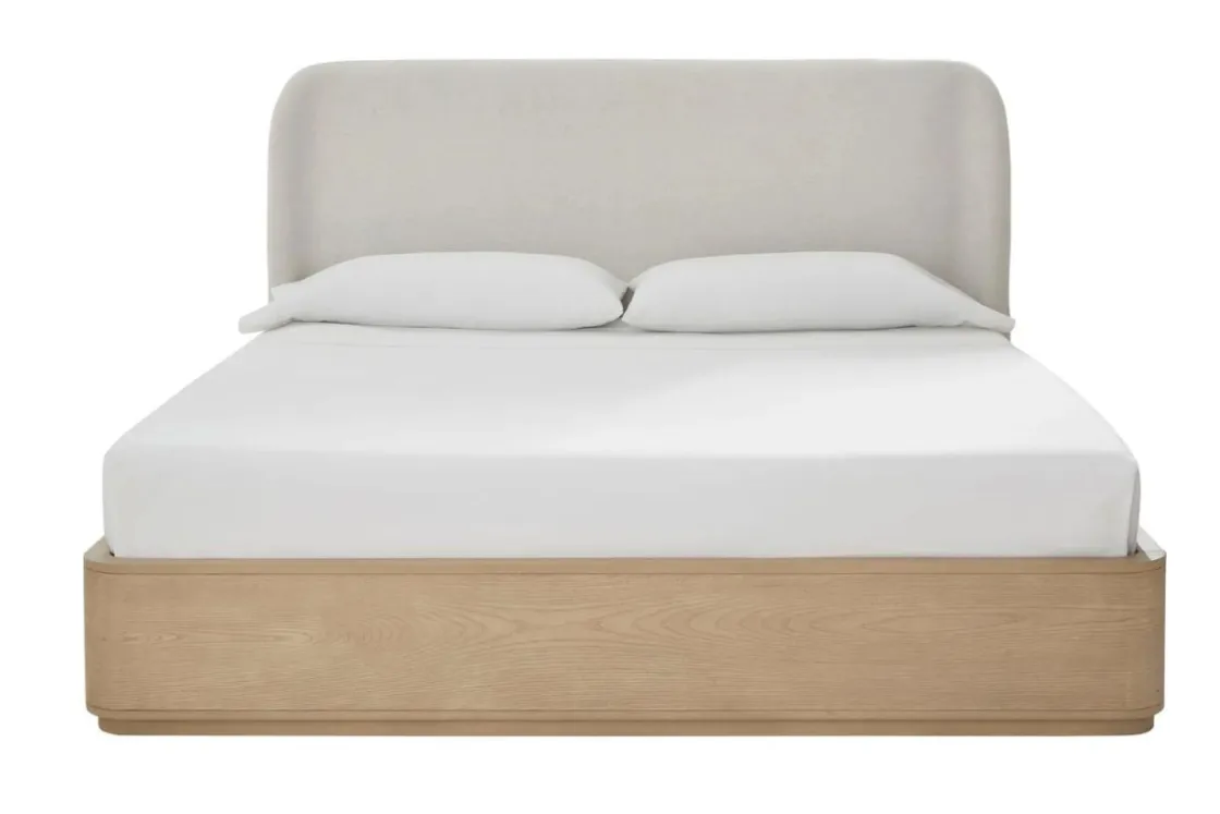 Mor Furniture Penny Upholstered Platform Bed In Buff Cream, Full