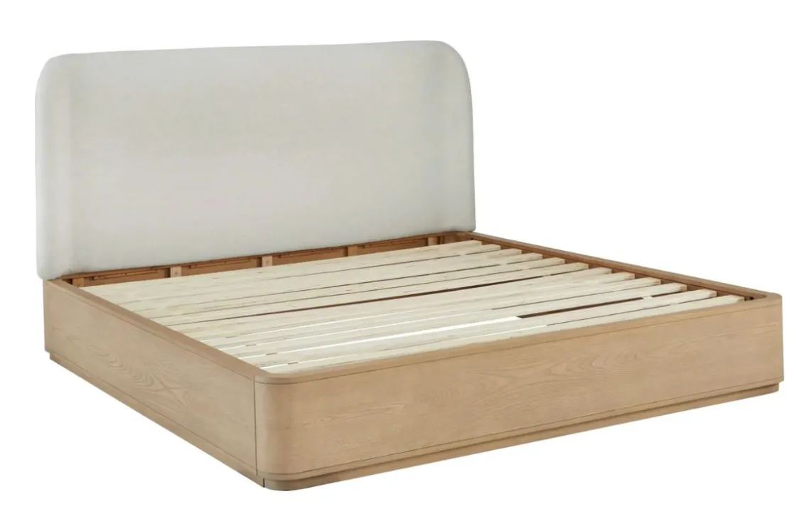 Mor Furniture Penny Upholstered Platform Bed In Buff Cream, Full