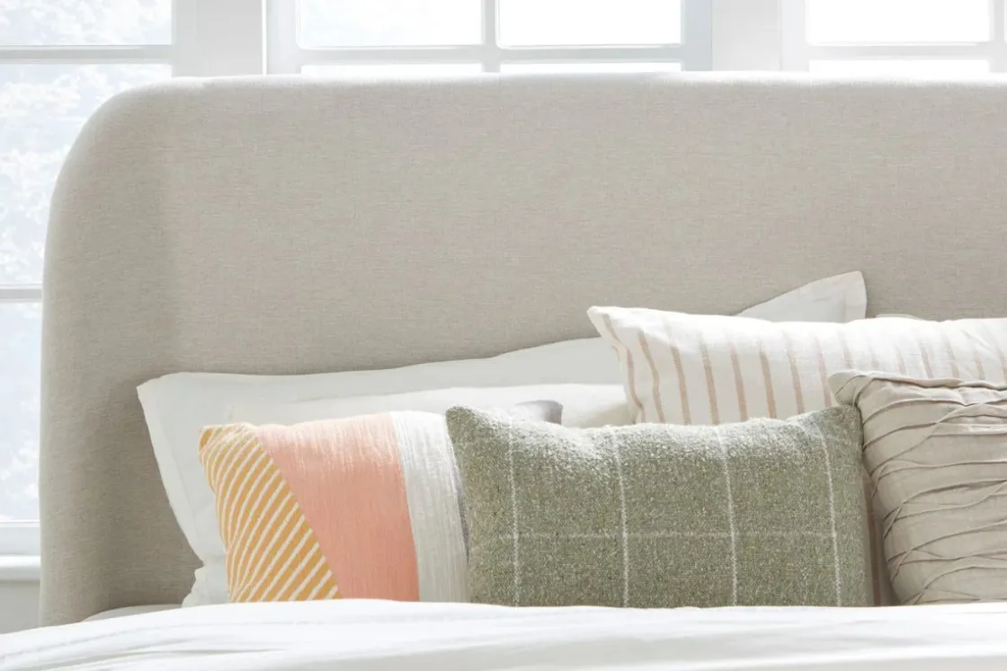Mor Furniture Penny Upholstered Platform Bed In Buff Cream, Full