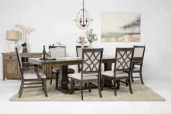 Mor Furniture Phillipe Dining Table & 4 Side Chairs & 2 Arm Chairs In Cherry