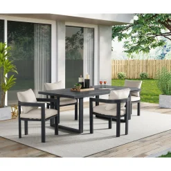 Mor Furniture Playa Outdoor Dining Table & 4 Chairs In Dark Gray