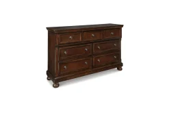 Mor Furniture Porter Panel Bed, Dresser, Mirror & Nightstand In Rustic Brown, Queen