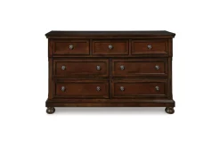 Mor Furniture Porter Panel Bed, Dresser, Mirror & Nightstand In Rustic Brown, Queen