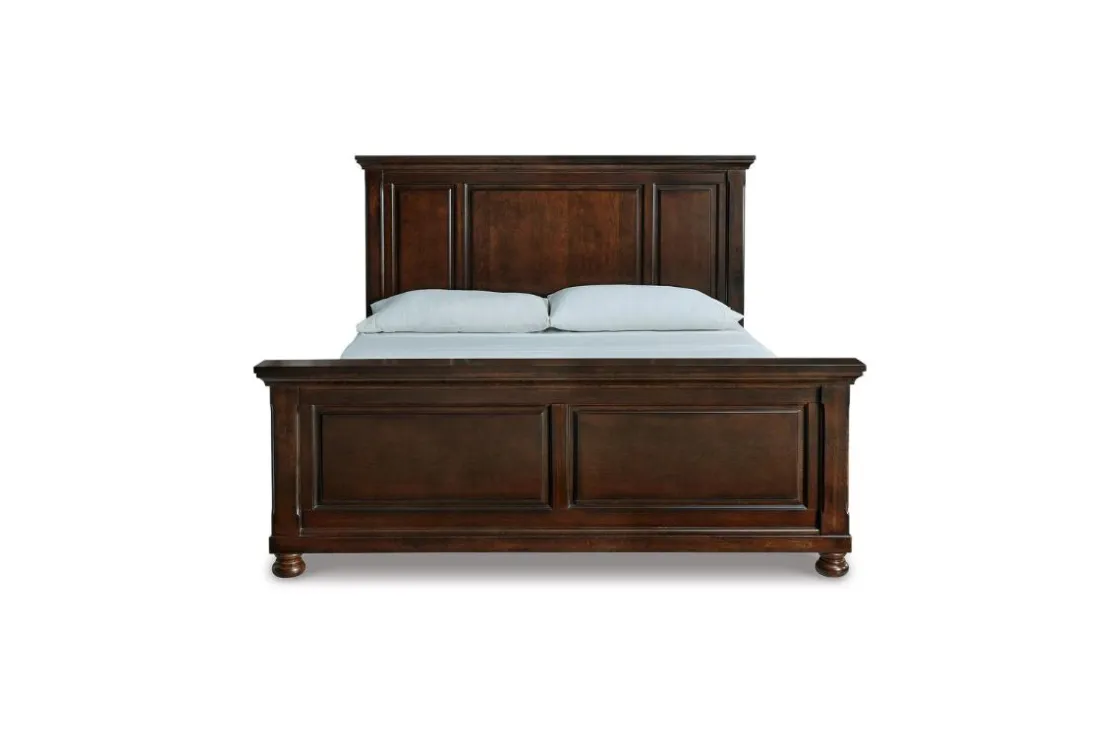 Mor Furniture Porter Panel Bed, Dresser, Mirror & Nightstand In Rustic Brown, Queen