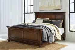Mor Furniture Porter Panel Bed In Rustic Brown, Queen