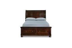 Mor Furniture Porter Sleigh Bed W/ Storage In Rustic Brown, Queen