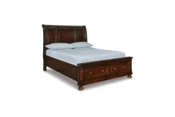 Mor Furniture Porter Sleigh Bed W/ Storage In Rustic Brown, Queen