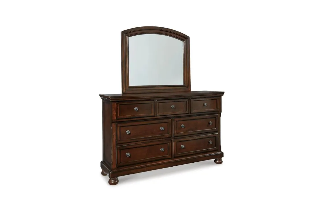 Mor Furniture Porter Storage Bed, Dresser, Mirror, Nightstand In Rustic Brown, Queen