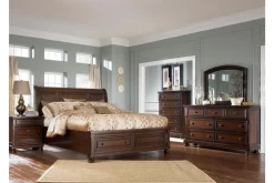 Mor Furniture Porter Storage Bed, Dresser, Mirror, Nightstand In Rustic Brown, Queen