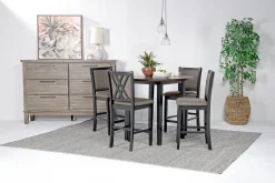 Mor Furniture Potomac Round Counter Height Dining Table & 4 Stools In Brown/Black