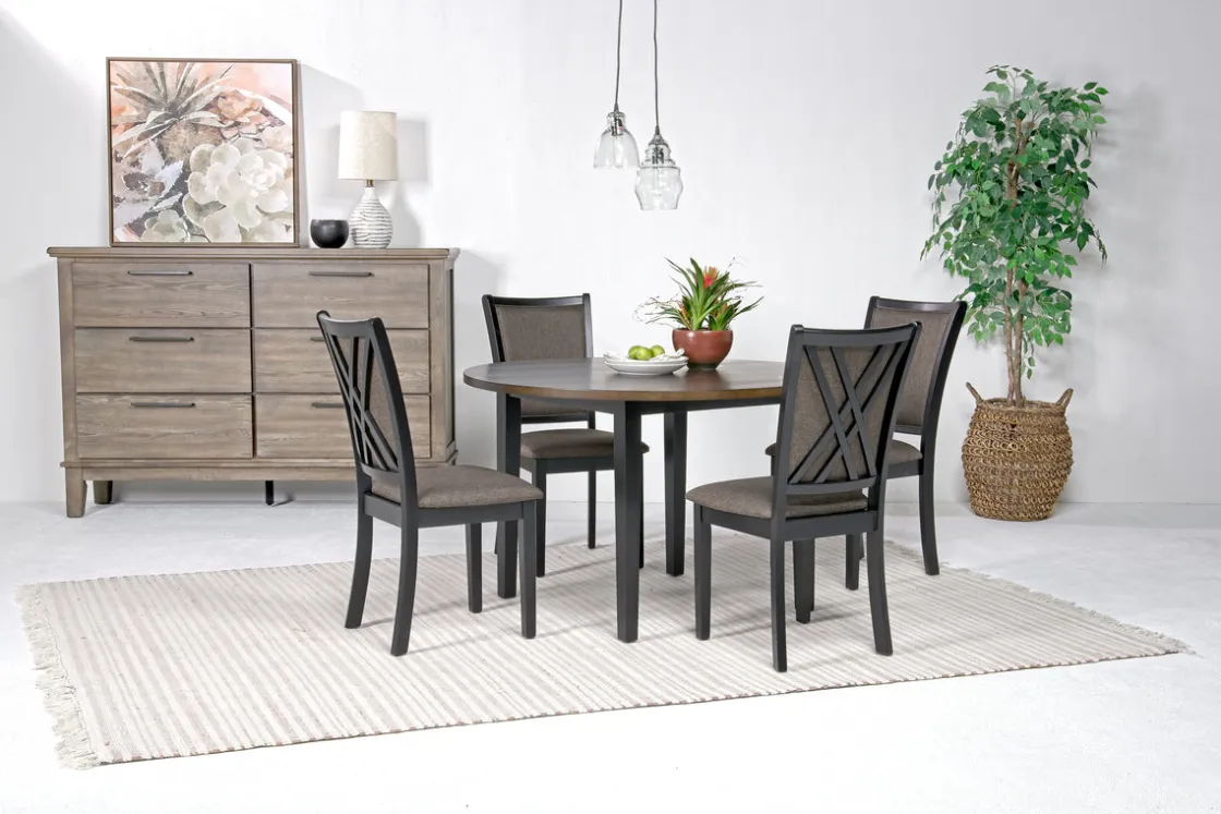 Mor Furniture Potomac Round Dining Table & 4 Chairs In Brown / Black