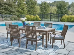 Mor Furniture Rainier Outdoor Dining Table & 6 Chairs In Brown/Beige