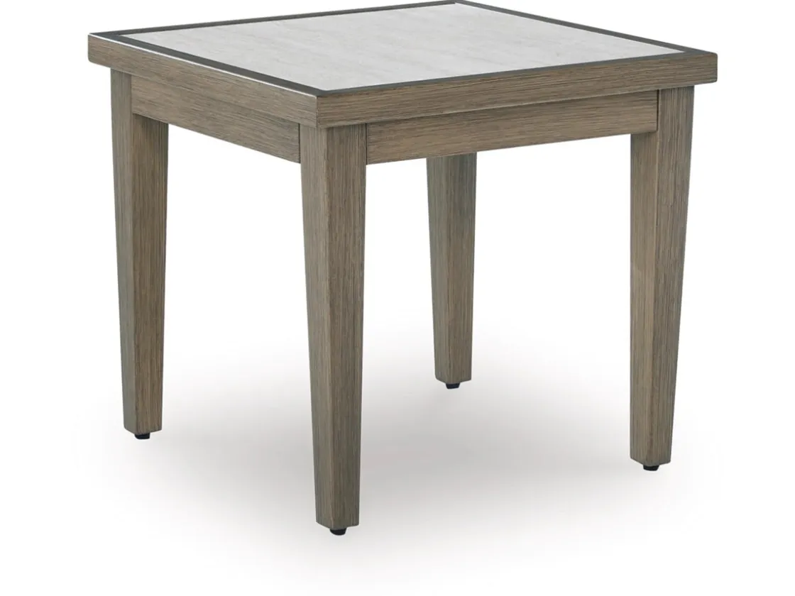 Mor Furniture Rainier Outdoor End Table In Brown/Beige