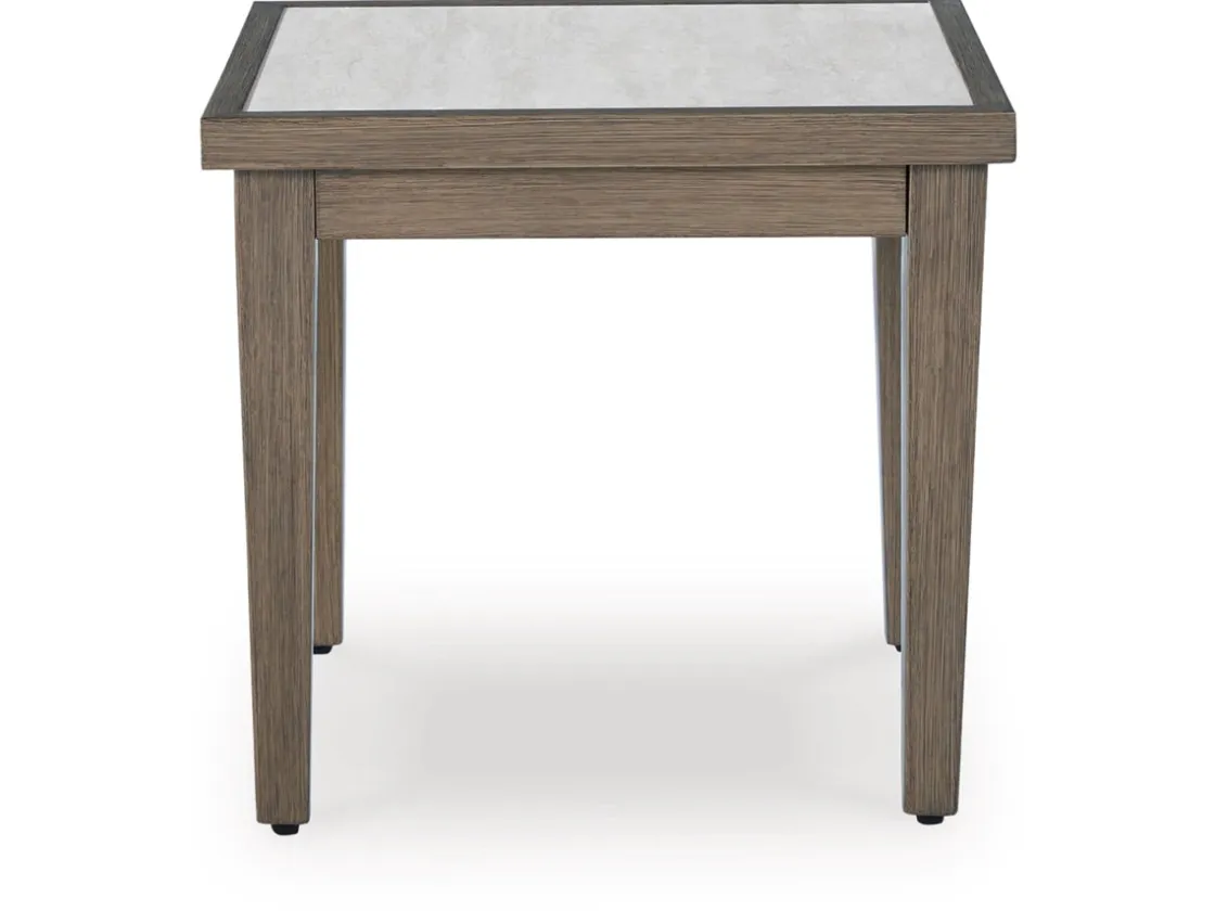 Mor Furniture Rainier Outdoor End Table In Brown/Beige