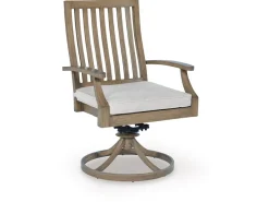 Mor Furniture Rainier Outdoor Swivel Chair In Brown/Beige, Set Of 2