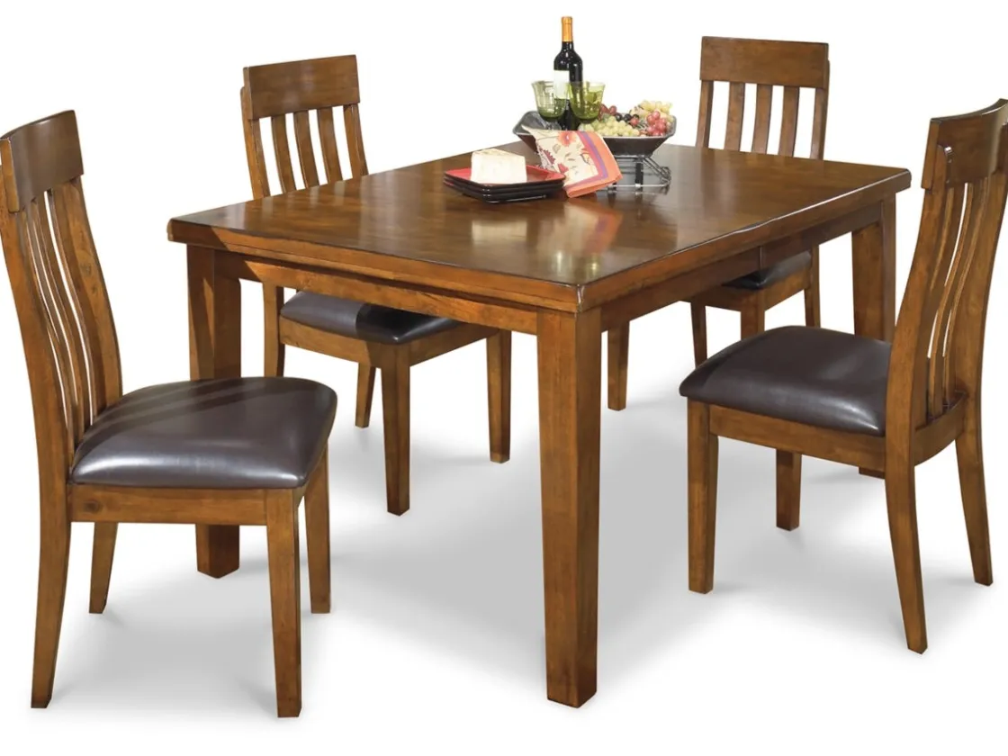 Mor Furniture Ralene Extendable Dining Table & 4 Chairs In Brown