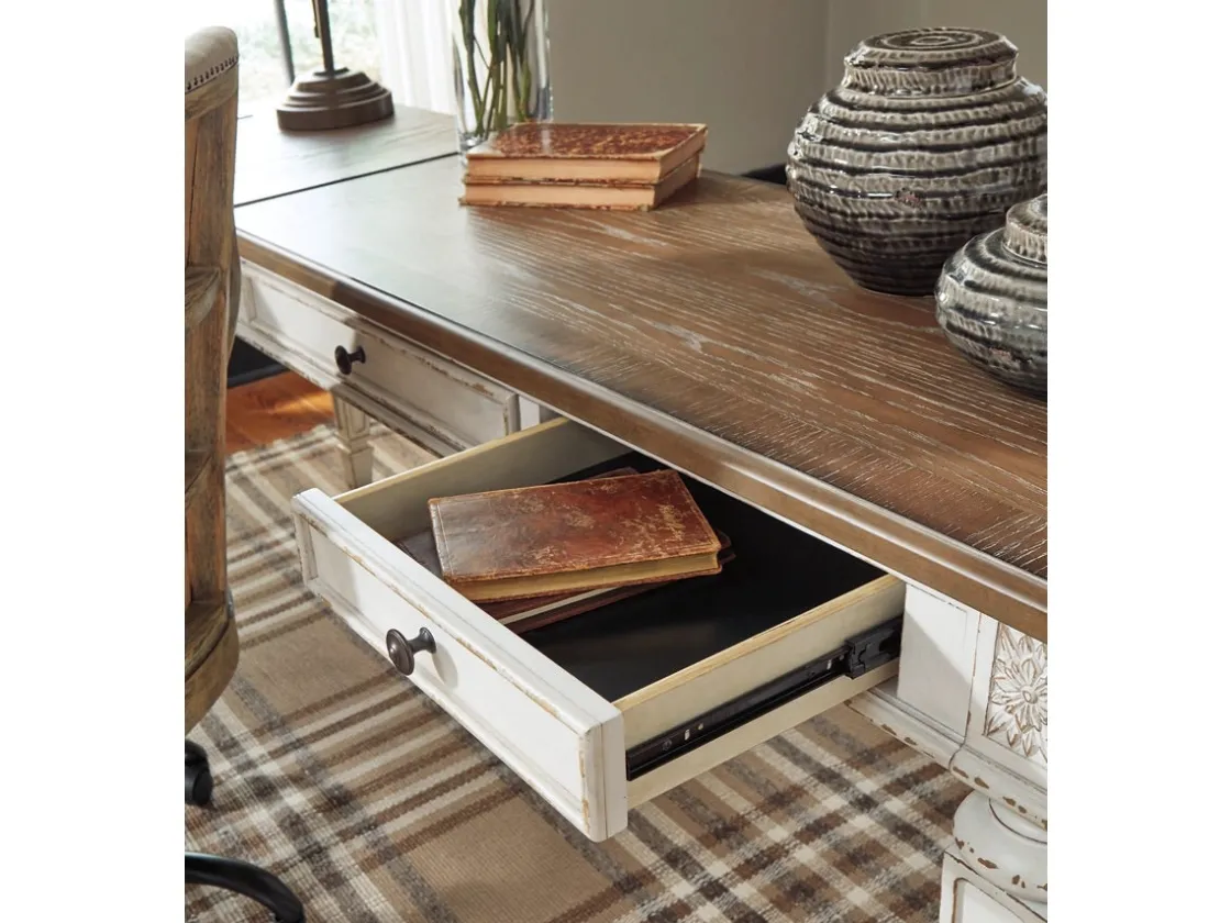Mor Furniture Realyn Office Desk W/ Usb Charging In White/Brown