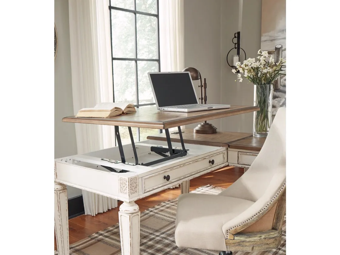 Mor Furniture Realyn Office Desk W/ Usb Charging In White/Brown