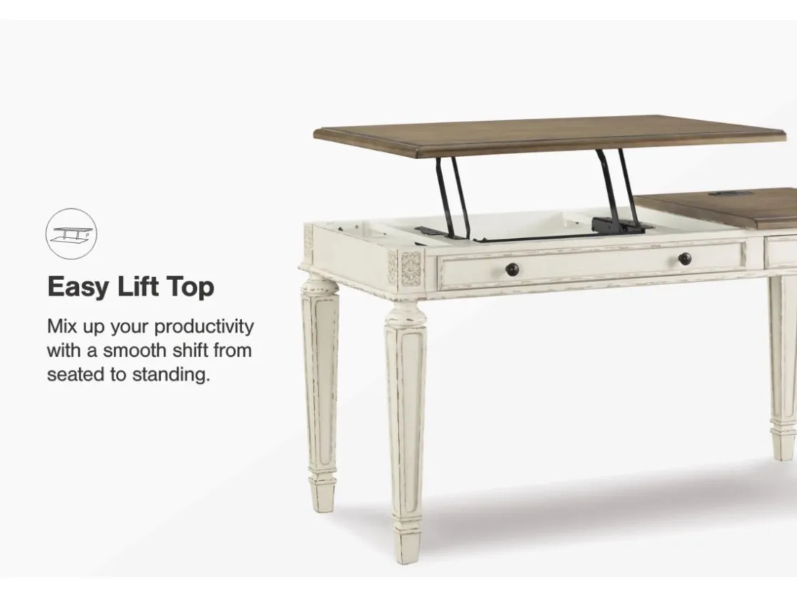 Mor Furniture Realyn Office Desk W/ Usb Charging In White/Brown