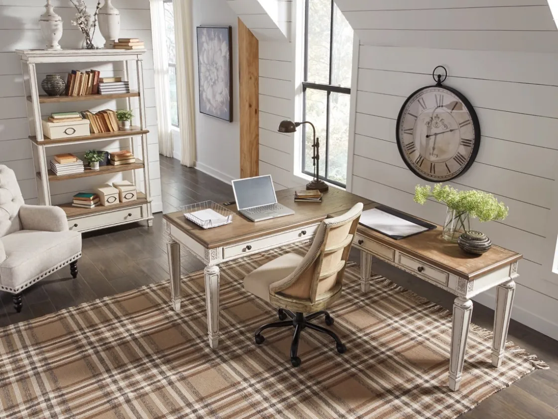 Mor Furniture Realyn Office Desk W/ Usb Charging In White/Brown