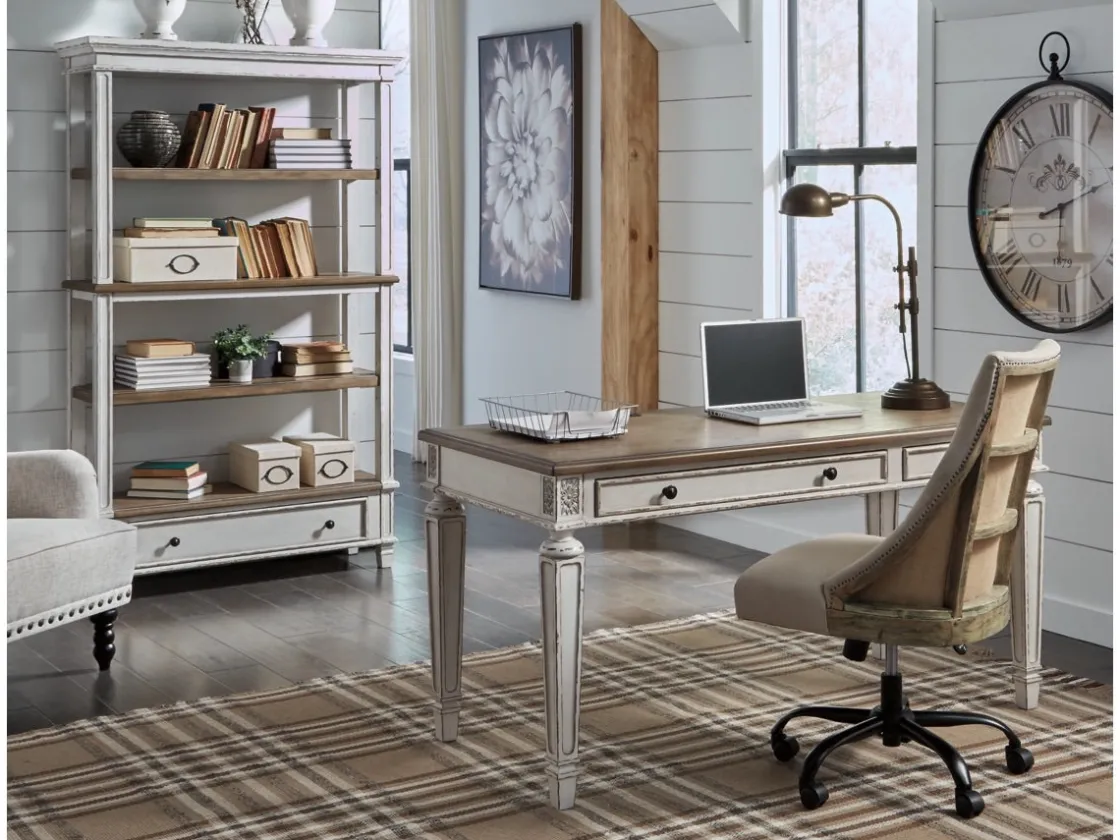 Mor Furniture Realyn Office Desk W/ Usb Charging In White/Brown