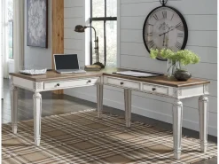 Mor Furniture Realyn Office Desk W/ Usb Charging In White/Brown