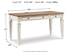 Mor Furniture Realyn Office Desk W/ Usb Charging In White/Brown