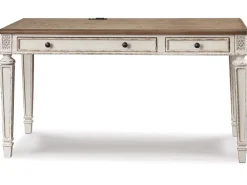 Mor Furniture Realyn Office Desk W/ Usb Charging In White/Brown
