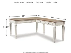 Mor Furniture Realyn Office Desk W/ Usb Charging In White/Brown