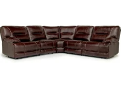 Mor Furniture Retreat 5 Piece Power Sectional W/ Power Armless Recliner In Cognac Leather
