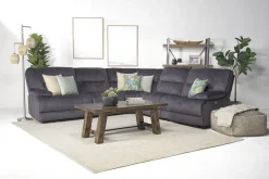 Mor Furniture Retreat 5 Piece Power Sectional W/ Power Armless Recliner In Cognac Leather