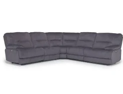 Mor Furniture Retreat 5 Piece Power Sectional W/ Power Armless Recliner In Cognac Leather