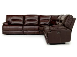 Mor Furniture Retreat 5 Piece Power Sectional W/ Power Armless Recliner In Cognac Leather