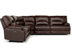 Mor Furniture Retreat 5 Piece Power Sectional W/ Power Armless Recliner In Cognac Leather