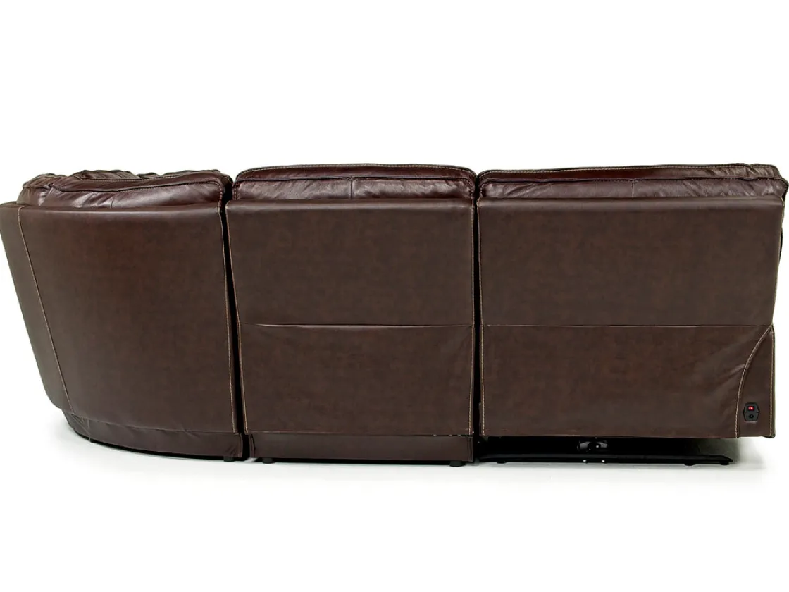 Mor Furniture Retreat 5 Piece Power Sectional W/ Power Armless Recliner In Cognac Leather